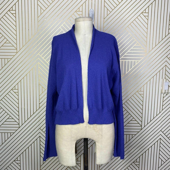 Eileen Fisher Cropped Open Front Cardigan Sweater Purple Size US Large - Picture 1 of 10